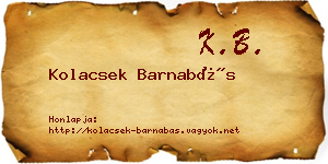 Kolacsek Barnabás névjegykártya