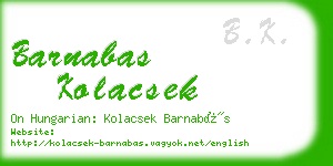 barnabas kolacsek business card